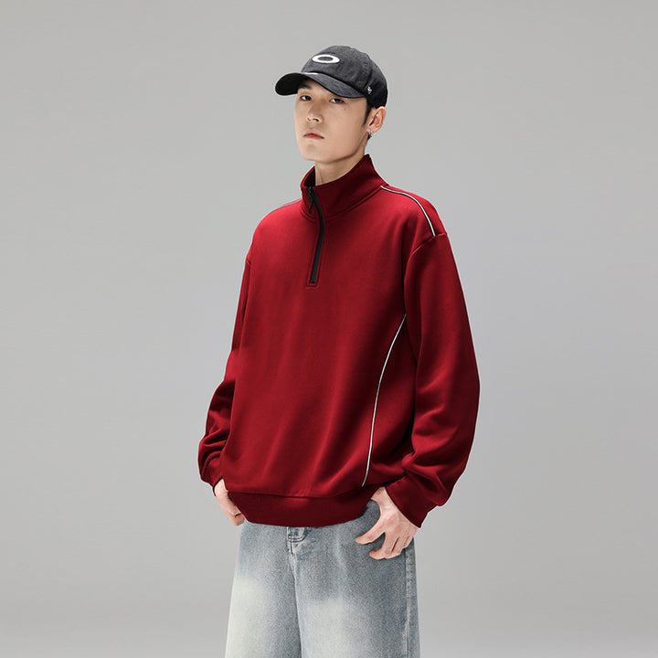 Herren Halfzip-Sweatshirt mit Stehkragen, reflektierenden Kedernähten und geripptem Saum Echo Archiv