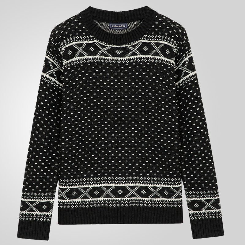Herren Gemusterter Pullover mit klassischem Norweger-Muster Echoarchiv
