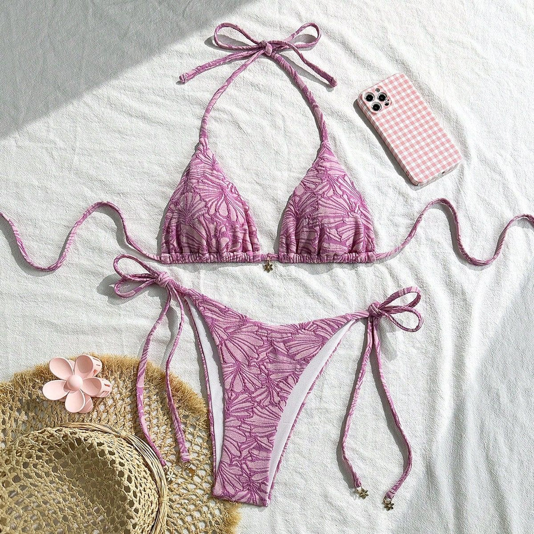 Damen Triangel-Bikini mit floralem Design und verspielten Bindebändern Echo Archiv