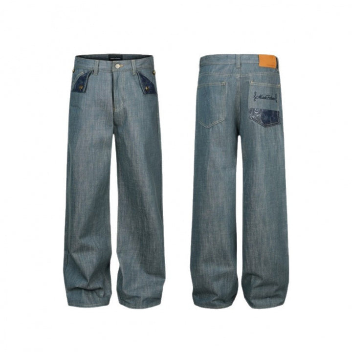 Damen Weite High‑Waist Jeanshose mit aufgesetzten Klappen‑Taschen und weitem Bein Echo Archiv