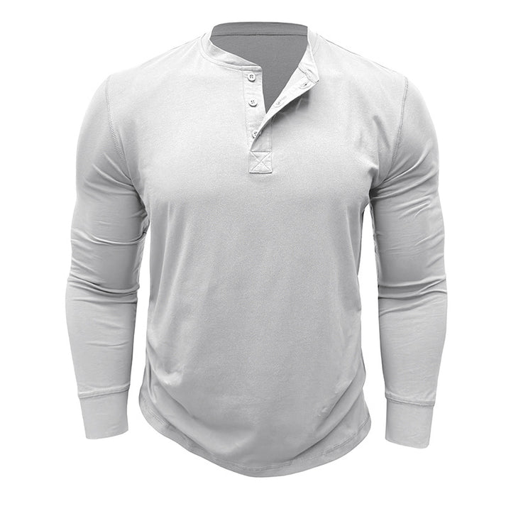 Herren Langarm-Henley-Shirt mit modischen Akzenten und atmungsaktivem Material Echoarchiv