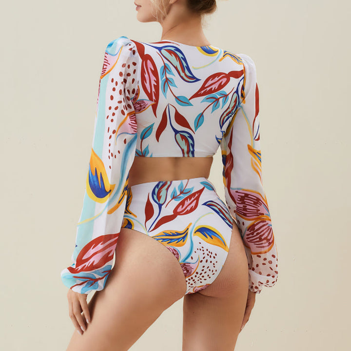 Damen Bikiniset mit langärmliger Bluse und trendy Muster Echo Archiv