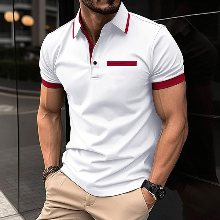 Herren Polohemd mit kontrastierenden Designelementen und praktischen Taschen Echoarchiv