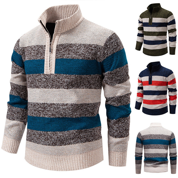 Herren lässiger Pullover mit modernem Stehkragen und Halbreißverschluss Echoarchiv