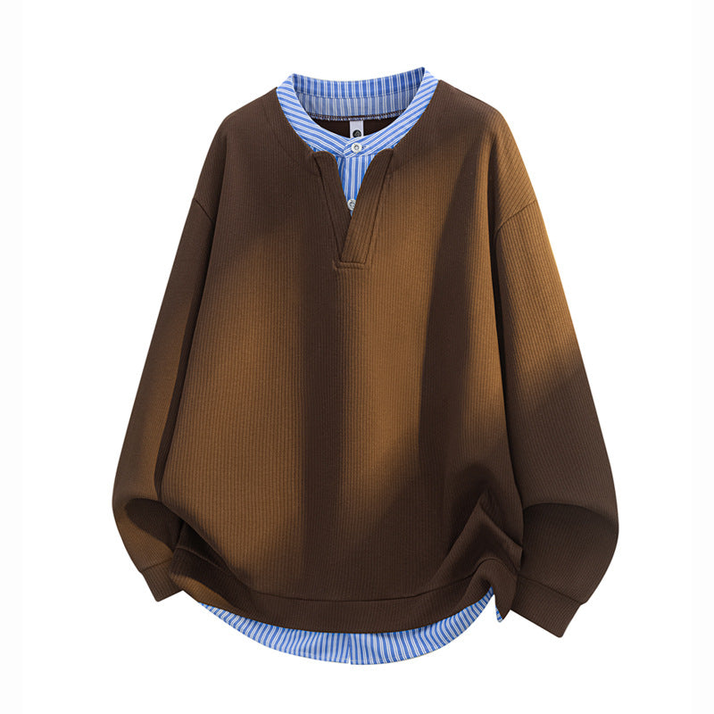 Herren Oversize-Struktur-Sweatshirt mit Hemd-Layer-Effekt Echoarchiv