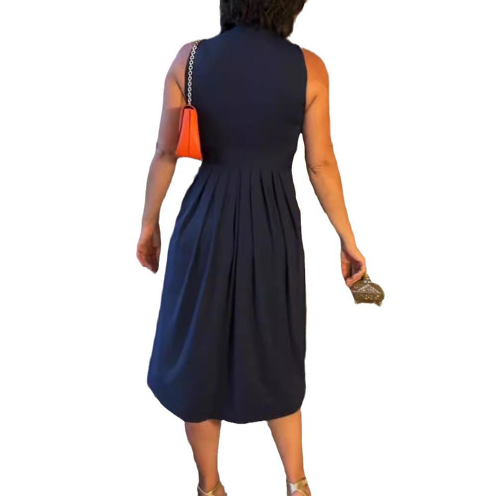 Damen nan ärmelloses V-Ausschnitt-Midikleid mit Unterbrustnaht und schmeichelndem Faltenrock Echo Archiv