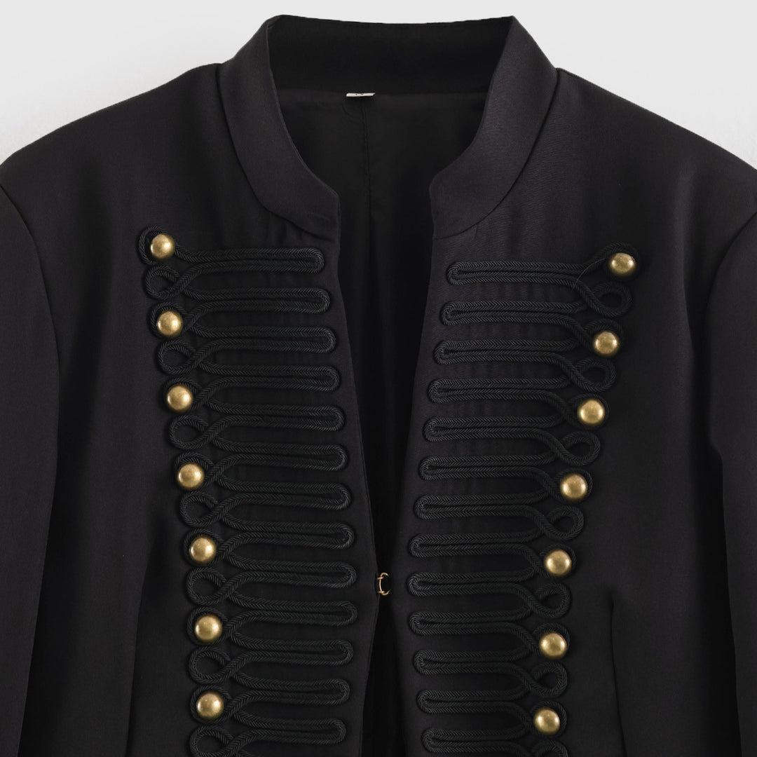 Damen Kurzblazer im Marschall-Look mit Kordelornament und Messingknöpfen Echoarchiv