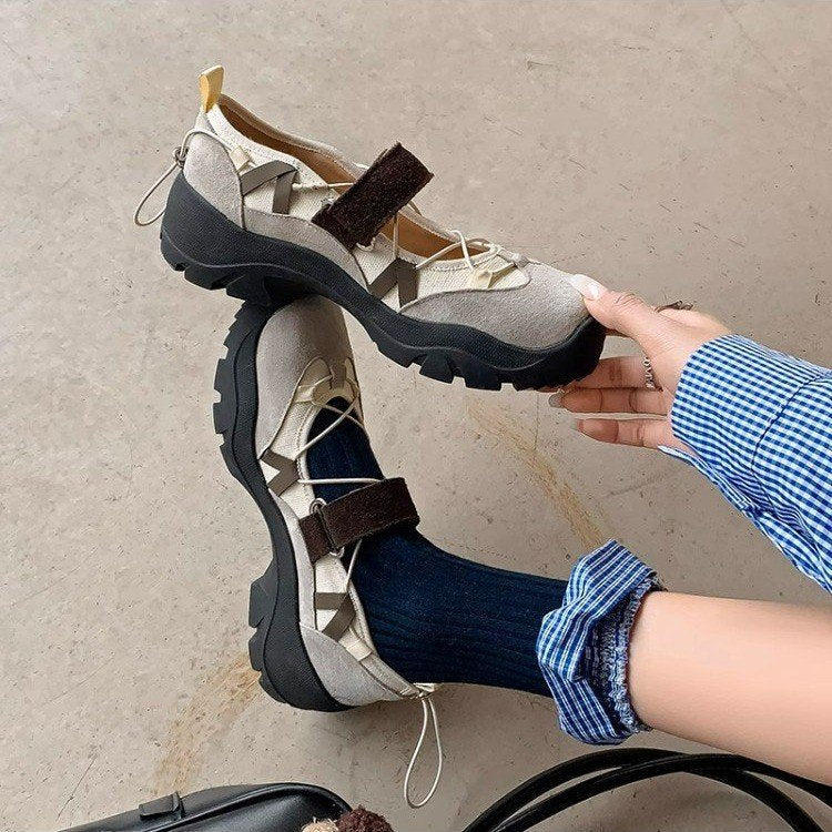 Damen Sportliche Ballerinas mit verstellbarem Riemen und rutschfester Sohle Echoarchiv