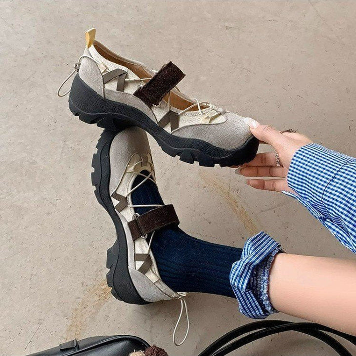 Damen Sportliche Ballerinas mit verstellbarem Riemen und rutschfester Sohle Echoarchiv