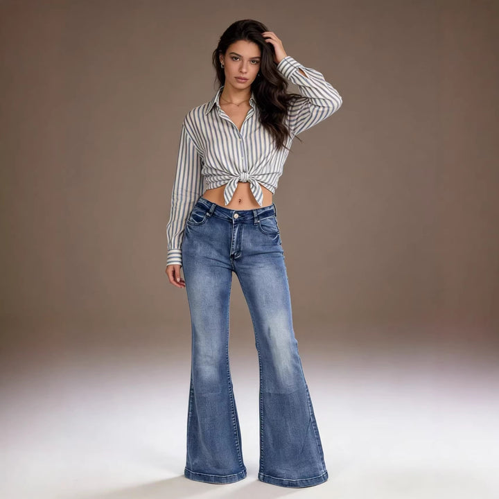 Damen elegantes cropped Oberteil mit Puffärmeln und Vintage-Stickerei Echo Archiv