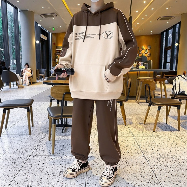Herren Oversize-Trainingsset mit Block-Design Hoodie und konischer Jogginghose Echoarchiv