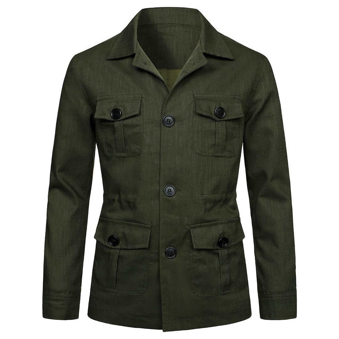 Herren nan Utility-Jacke aus Leinen mit vier aufgesetzten Taschen und taillierter Silhouette Echo Archiv