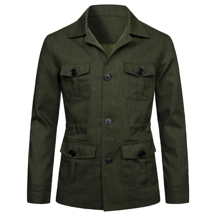 Herren nan Utility-Jacke aus Leinen mit vier aufgesetzten Taschen und taillierter Silhouette Echo Archiv