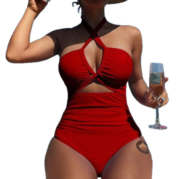 Damen Hoch geschnittener Monokini mit raffiniertem Kreuz-Design Echo Archiv