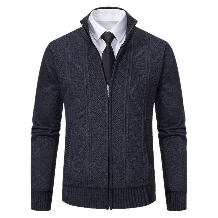 Herren nan Strickjacke mit Reißverschluss, Stehkragen und strukturierter Zopfmuster-Optik Echo Archiv