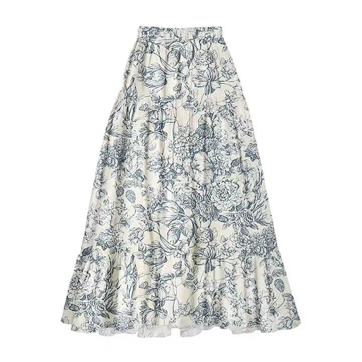 Damen Maxirock mit floralen Mustern und voluminösem Schnitt Echo Archiv