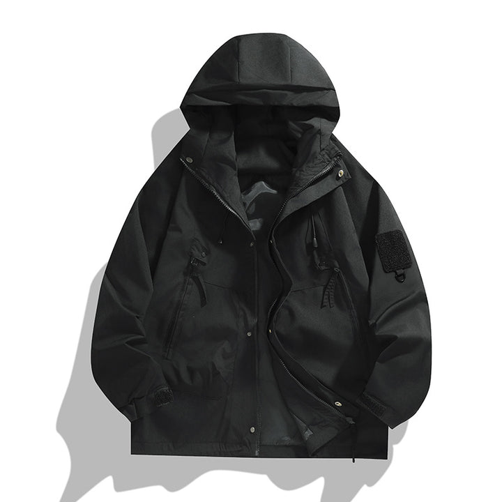 Herren atmungsaktiver Utility Hoodie-Jacke mit verdecktem Reißverschluss, Mehrzwecktaschen und verstellbaren Ärmelbündchen – Cavarno