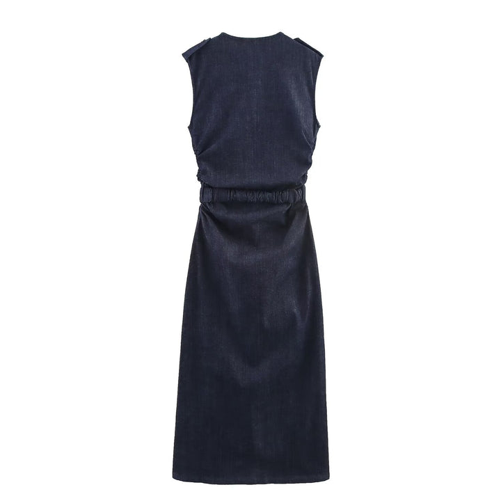 Damen Jeanskleid mit Wickelgürtel und eleganten Druckknöpfen Echo Archiv