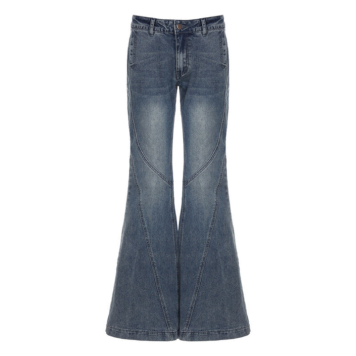 Damen klassische Flared Jeans mit hoher Taille und ausgefranstem Saum Echo Archiv