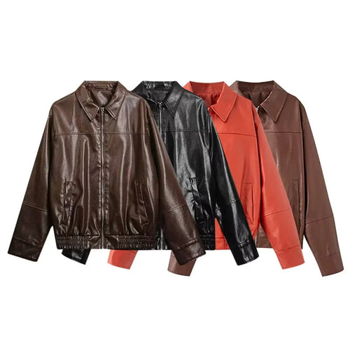 Damen nan oversize Glattlederoptik Blouson mit Hemdkragen, durchgehendem Reißverschluss und elastischem Bund Echo Archiv