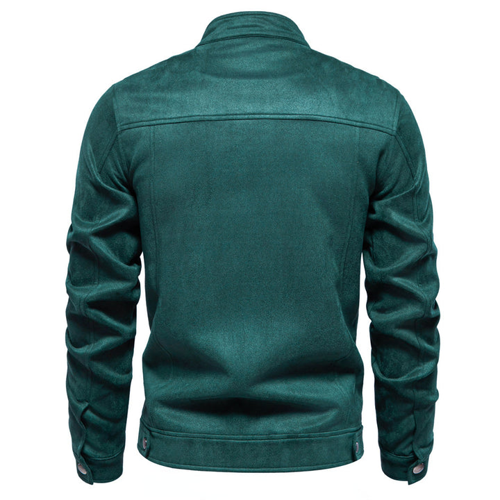 Herren nan Velourslederjacke mit Stehkragen, schmaler Passform und Reißverschlusstaschen Echo Archiv