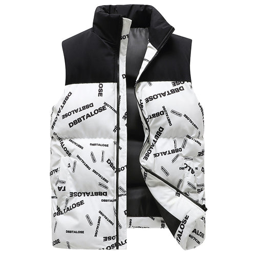 Herren Urban gesteppte Puffer‑Weste mit hohem Kragen, Kontrast-Schulterpartie und Allover‑Logodruck Echoarchiv