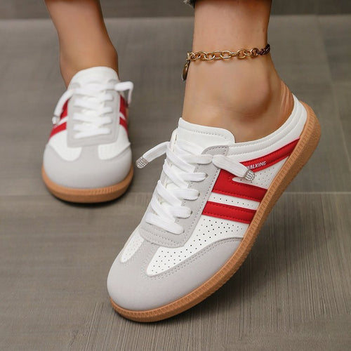 Damen Offene Sneaker‑Mules im Retro‑Tennisstil mit Gummisohle – Névara