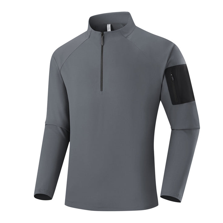 Herren Atmungsaktives Funktions-Langarmshirt mit Stehkragen, 1/4-Reißverschluss und Ärmel-Utility-Tasche Echo Archiv