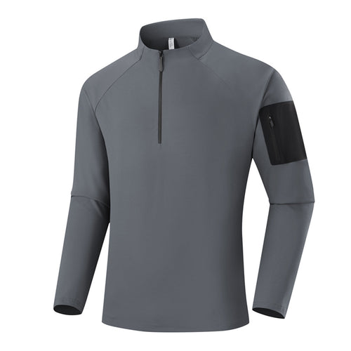 Herren Atmungsaktives Funktions-Langarmshirt mit Stehkragen, 1/4-Reißverschluss und Ärmel-Utility-Tasche Echo Archiv
