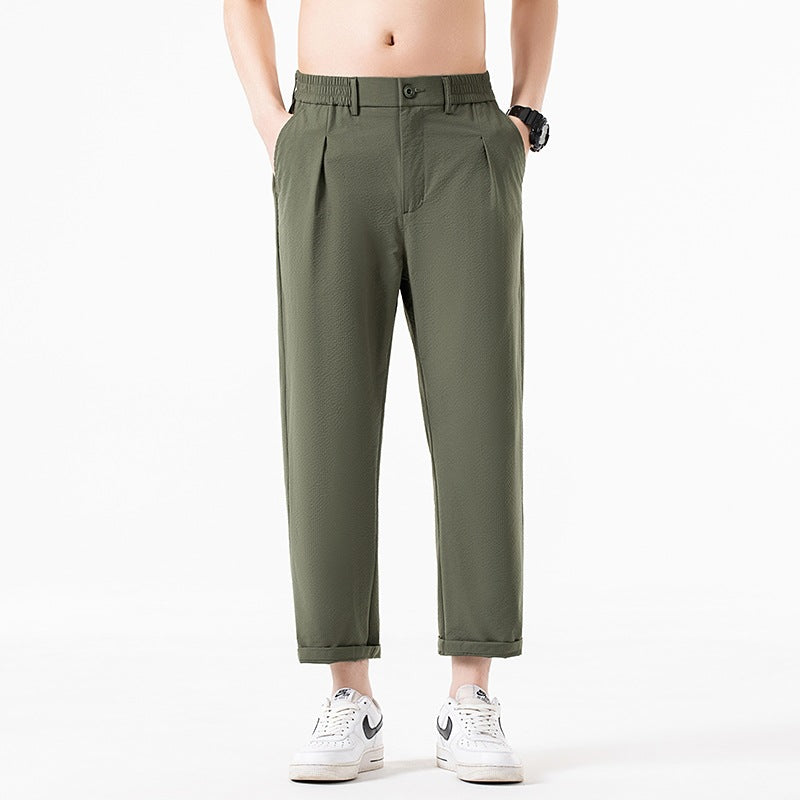 Herren Cropped-Hose mit weitem Bein, halb-elastischem Bund und Bügelfalte Echo Archiv