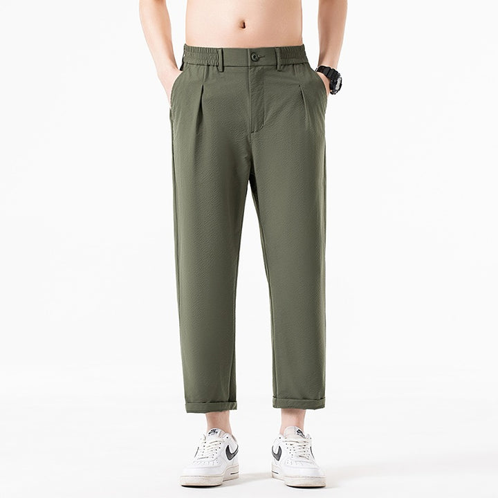Herren Cropped-Hose mit weitem Bein, halb-elastischem Bund und Bügelfalte Echo Archiv