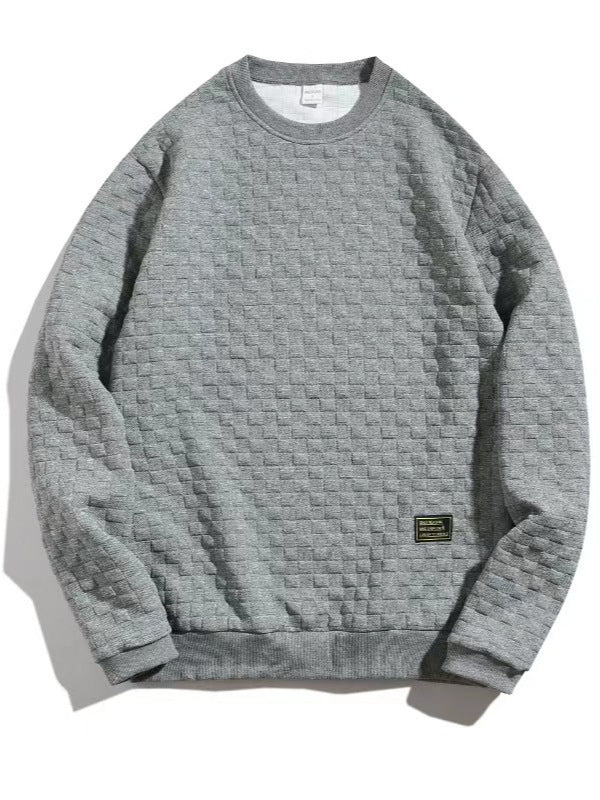 Herren lässiger Struktur-Sweater mit Rundhalsausschnitt und elastischen Bündchen Echoarchiv