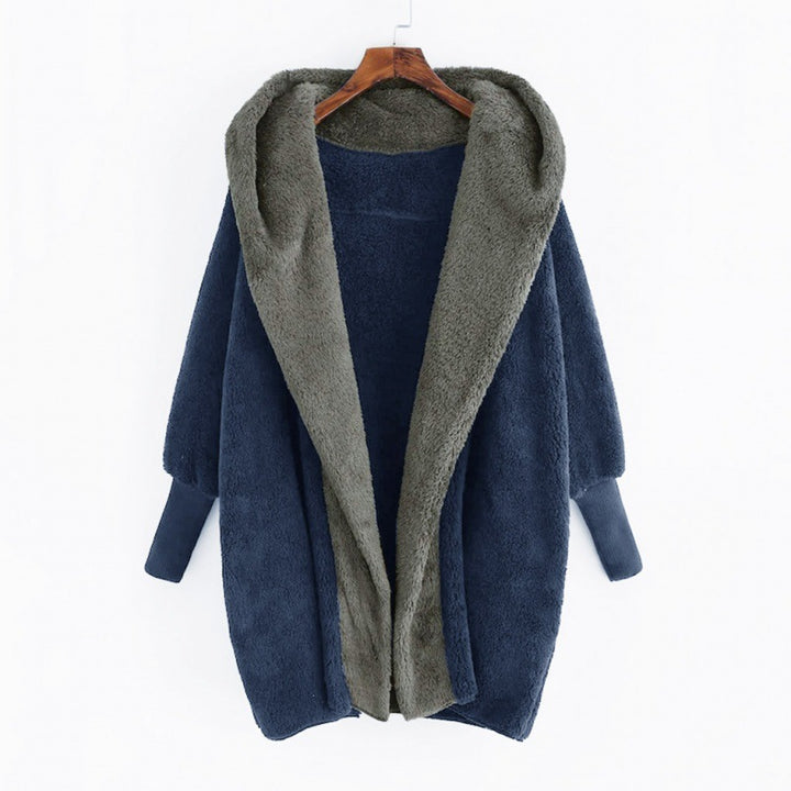 Damen Oversized Kunstfell-Kapuzenmantel mit kontrastierender Teddy-Innenseite und Rippbündchen Echo Archiv