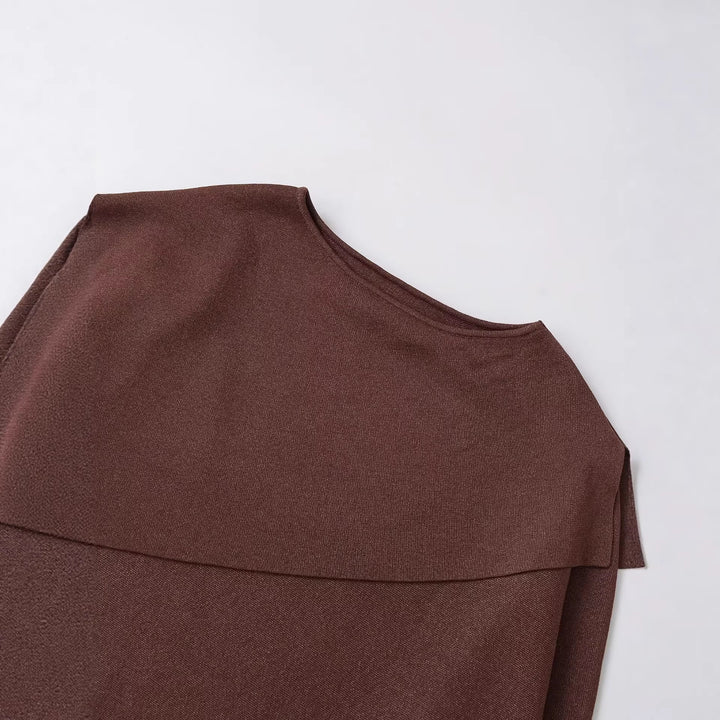 Damen Oversized Strickponcho mit asymmetrischem Volantkrragen Echo Archiv