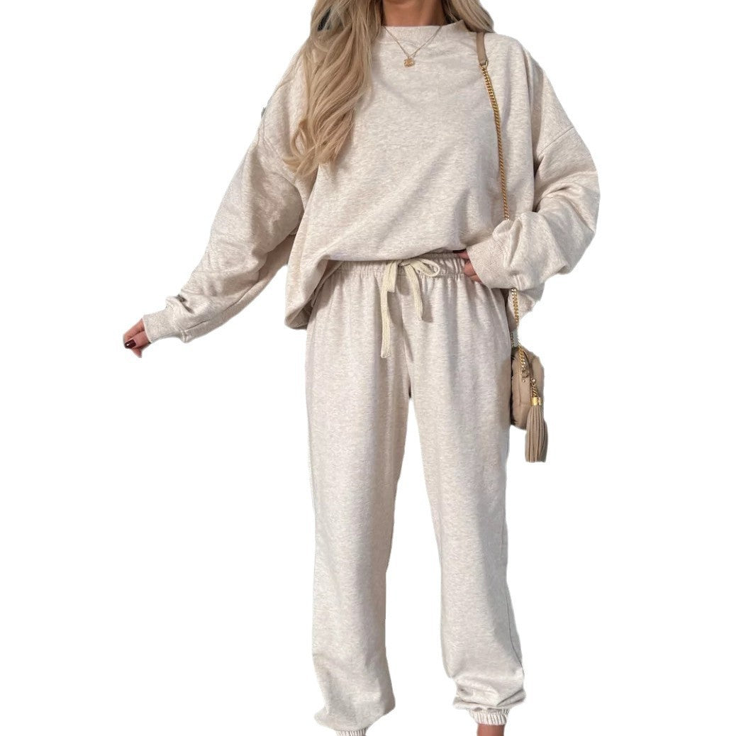 Damen weiches Lounge-Set aus Baumwollmix mit Tunnelzug und elastischen Bündchen – Avérine
