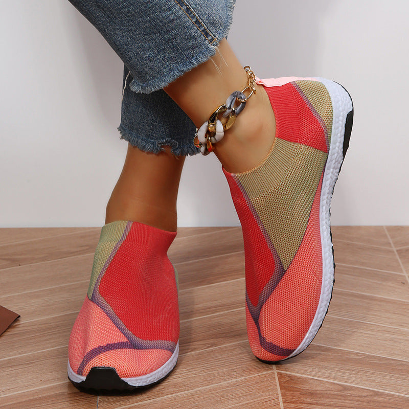 Damen Leichte Strick-Slipper-Sneaker ohne Schnürung mit atmungsaktivem Mesh und gedämpfter Plateausohle – Lioré