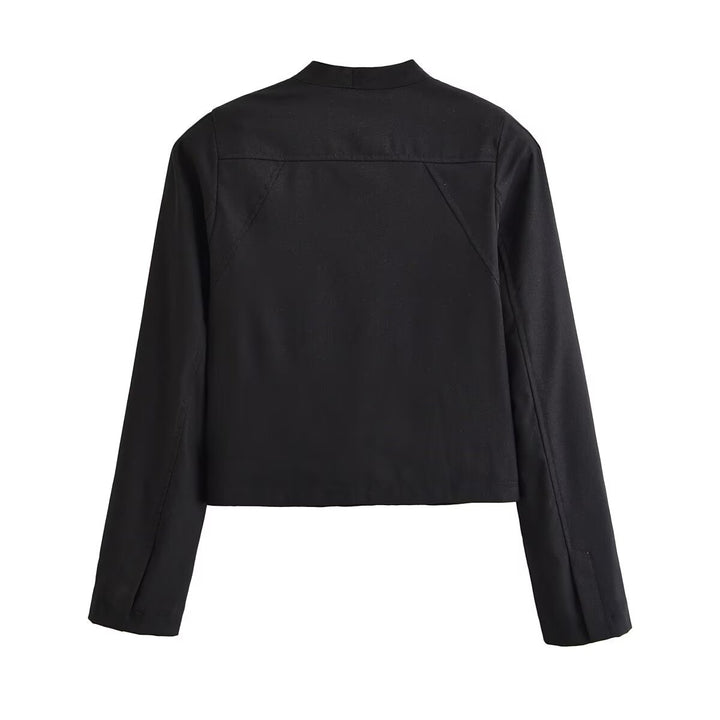 Damen Kurze Taillierte Blousonjacke mit Stehkragen, dekorativen Schlaufen und Teilungsnähten Echo Archiv