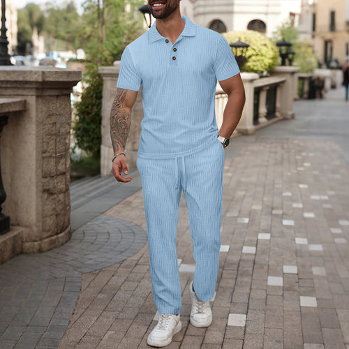 Herren elegantes Freizeit Set aus strukturierter Baumwolle Echoarchiv