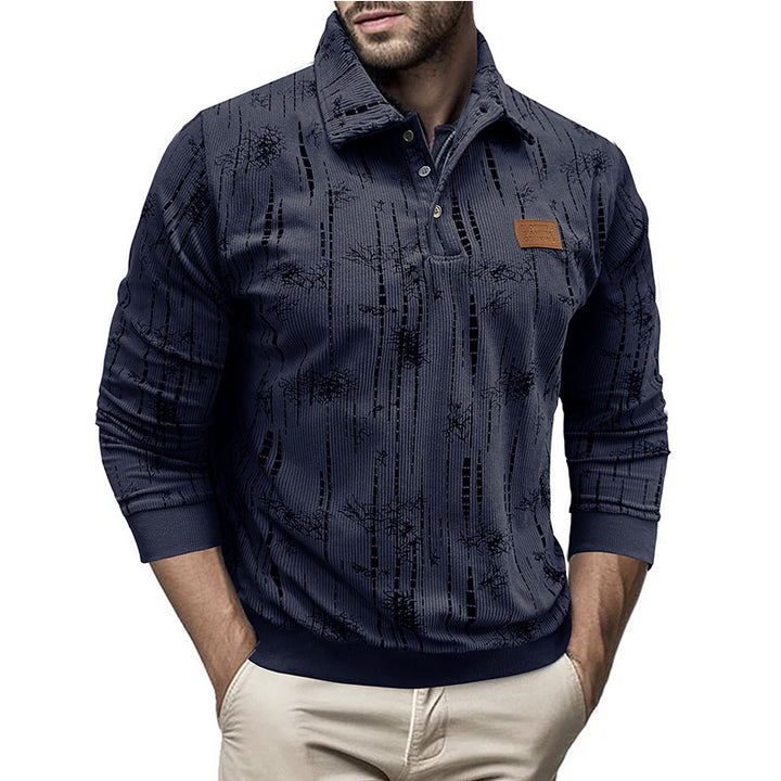 Herren modischer Pullover im strukturierten Design mit Kragen und Knopfleiste Echoarchiv