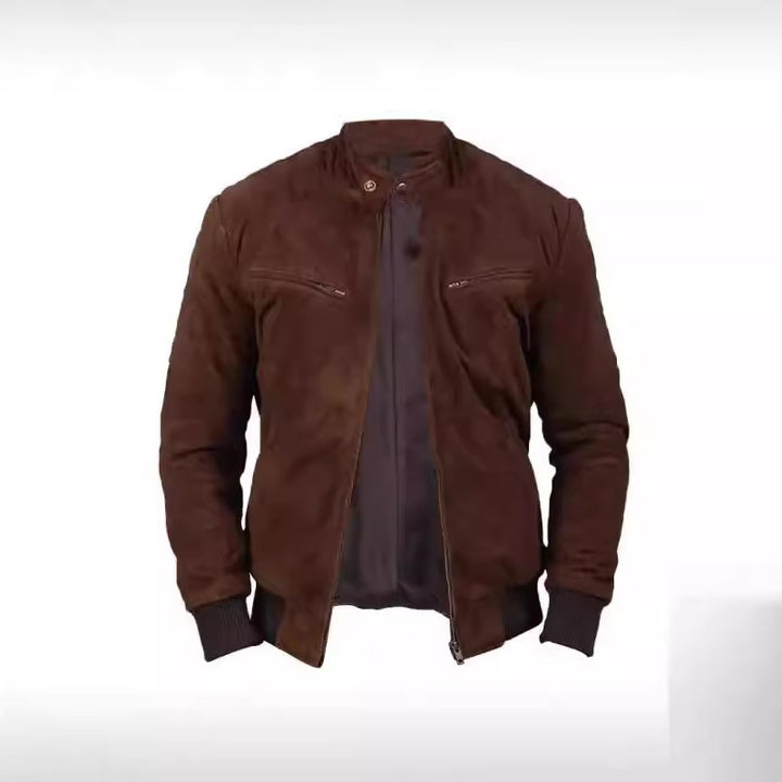Herren Wildlederjacke im modernen Design mit praktischen Taschen Echoarchiv