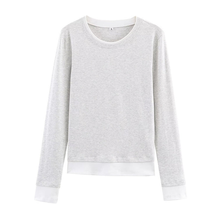 Damen Langarm-Shirt im Lagenlook mit Kontrastbündchen und Rundhalsausschnitt Echo Archiv