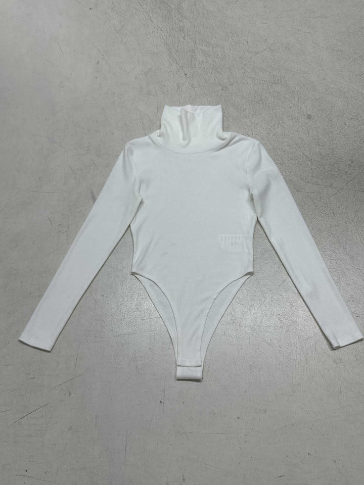 Damen figurbetonter Langarm-Bodysuit mit hohem Kragen Echo Archiv