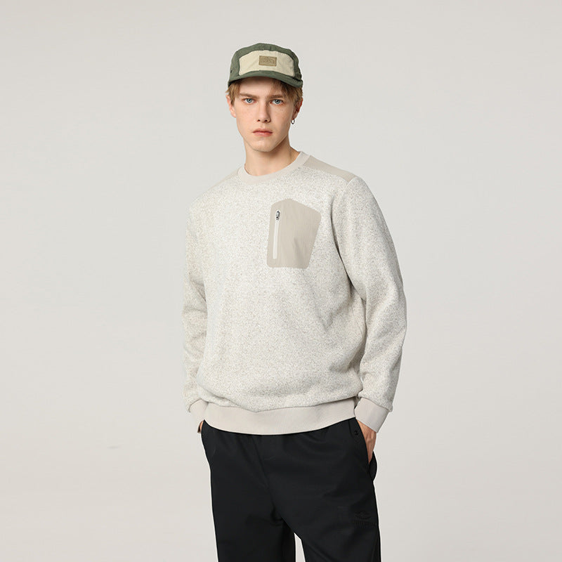 Herren Relaxed-Fit Struktursweatshirt mit Reißverschluss-Brusttasche Echo Archiv