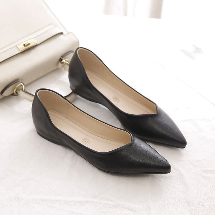 Damen Elegante Ballerinas aus hochwertigem Leder mit modischem V-Ausschnitt Echoarchiv