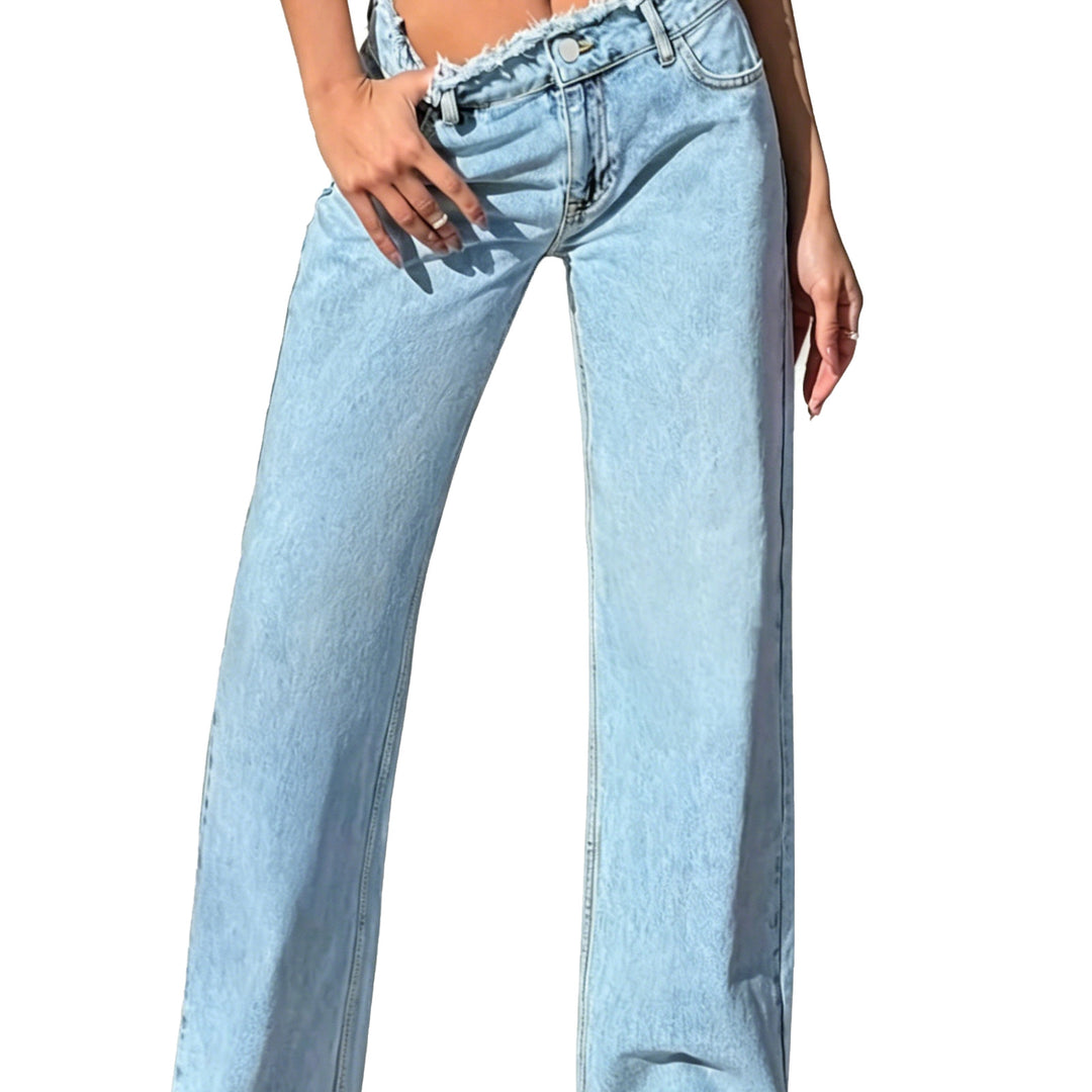 Damen High-Waist Schlagjeans mit rohem Bund und weitem Bein Echo Archiv