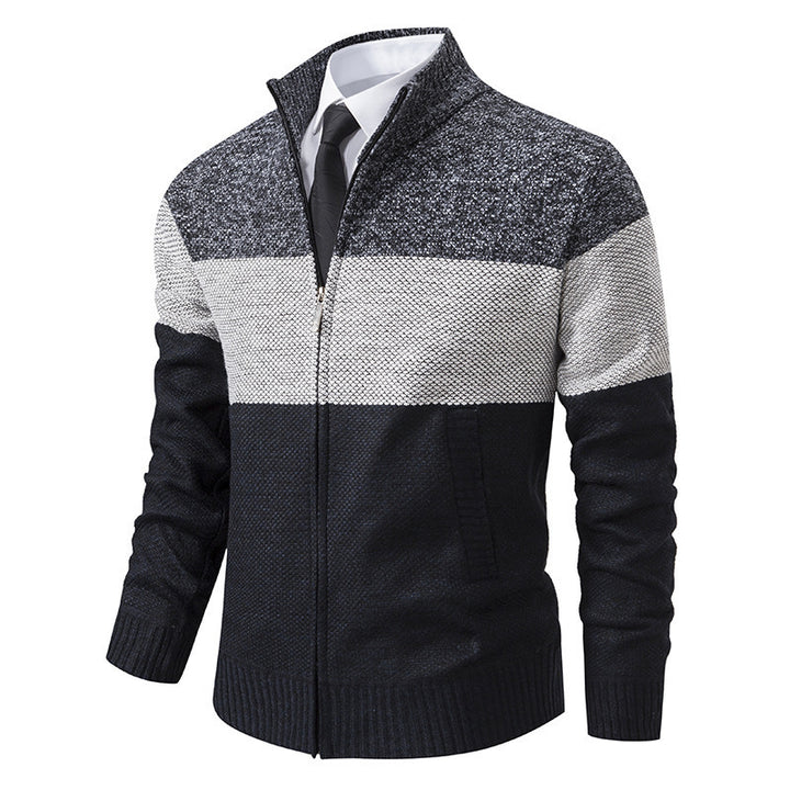 Herren modische Strickjacke mit strukturiertem Farbblockdesign Echoarchiv