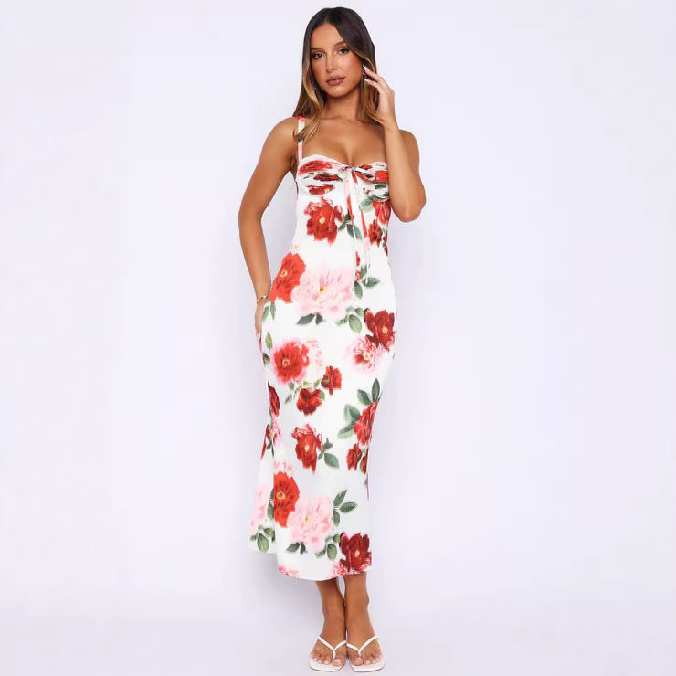 Damen figurbetontes Maxi-Kleid mit floralem Design und seitlichem Schlitz Echo Archiv