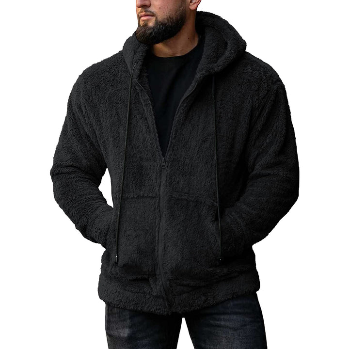 Herren kuschelige Fleecejacke mit Kapuze und seitlichen Taschen Echoarchiv