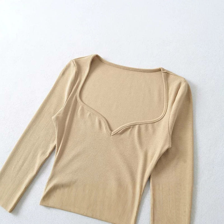 Damen Eng anliegendes Midikleid mit herzförmigem Ausschnitt und langen Ärmeln Echoarchiv