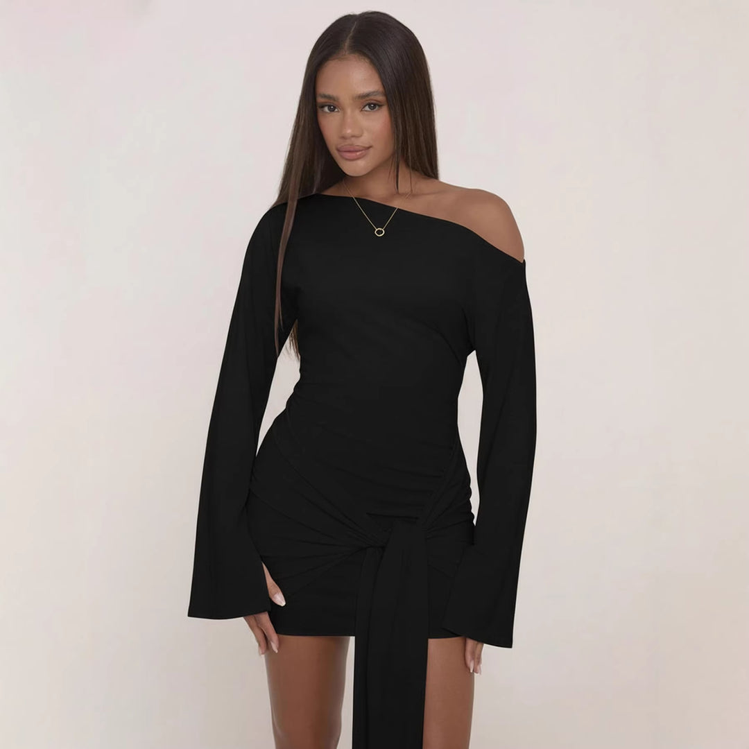 Damen Asymmetrisches One-Shoulder Miniwickelkleid mit Knotenfront und Drapé‑Schleife Echo Archiv